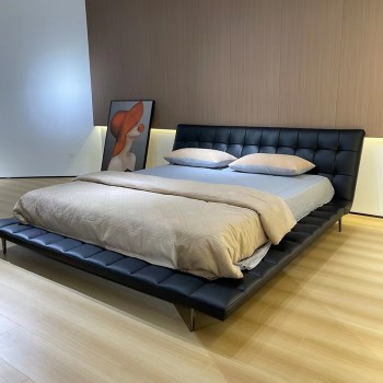 Poliform Top Grain Cow Leather Bed (XF-10045)