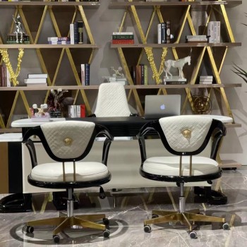 Versace Solid Wood Veneer Painting with Gold Foil Bookcase