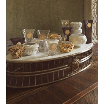 Versace Legant Oval Coffee Table with Stainless Steel
