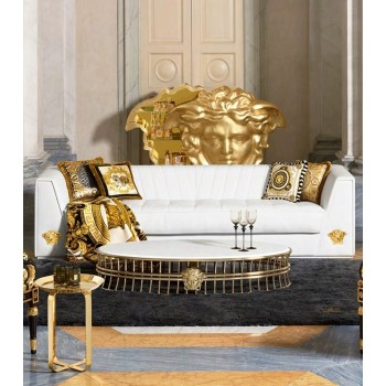 Versace Legant Oval Coffee Table with Stainless Steel