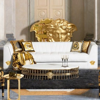 Versace Legant Oval Coffee Table with Stainless Steel