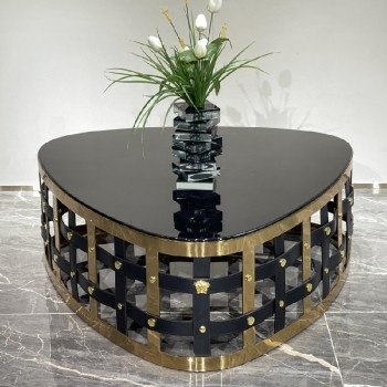 Versace Brand Coffee Table Set Stainless Steel Frame
