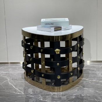 Versace Brand Coffee Table Set Stainless Steel Frame