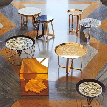 Versace Side Table with Solid Wood Painting Surface