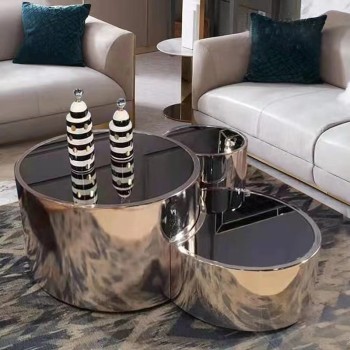 FENDI Tempered Glass Top Coffee Table Set with Wooden