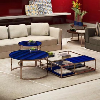 FENDI Brand Coffee Table Set Tempered Glass Surface (XF-10851)