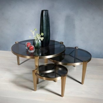 FENDI Brand Coffee Table Set Tempered Glass Surface (XF-10867)