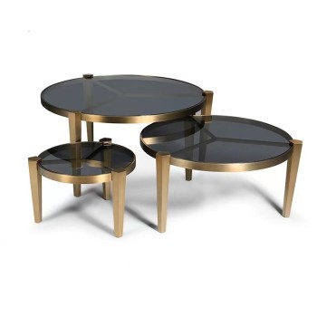 FENDI Brand Coffee Table Set Tempered Glass Surface (XF-10867)