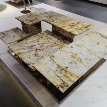 Visionnaire Coffee Table with Natural Marble Jazz White