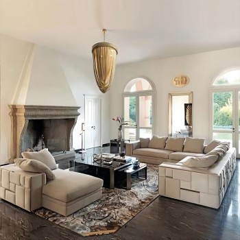 Visionnaire Long Coffee Table with Marble Top