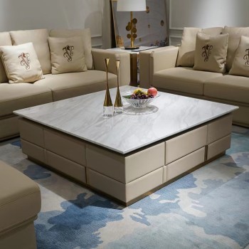 Visionnaire Long Coffee Table with Marble Top