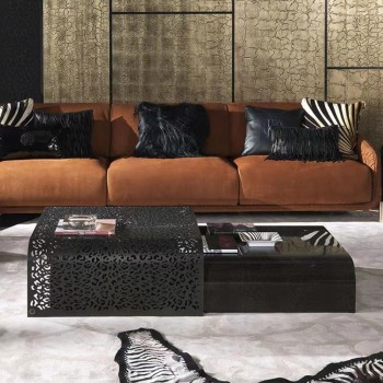 Roberto Cavalli Stainless Steel Coffee Table Set