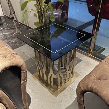 Roberto Cavalli Natural Marble Top Side Table with Robust