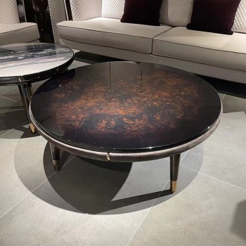TURRI Marble Accentuated Round Coffee Table with Wooden