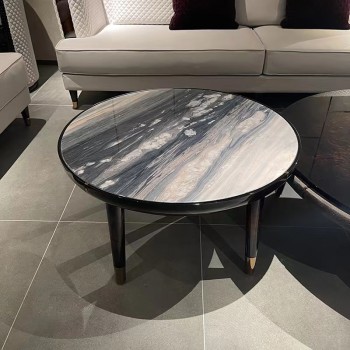TURRI Marble Accentuated Round Coffee Table with Wooden