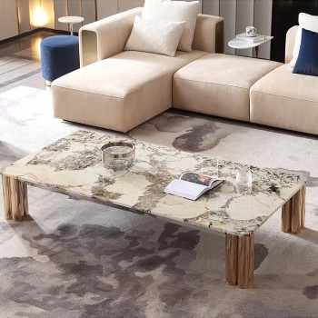 Rugiano Long Coffee Table Crafted from Natural Marble