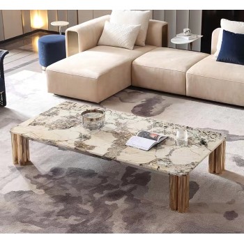 Rugiano Long Coffee Table Crafted from Natural Marble