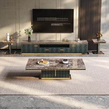 Giorgio Armani Brand Design TV Stand Marble Top Crocodile