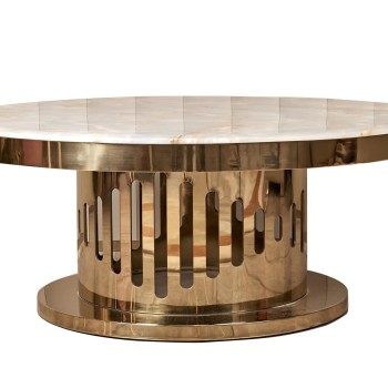 Giorgio Collection Round Coffee Table with Natural Marble