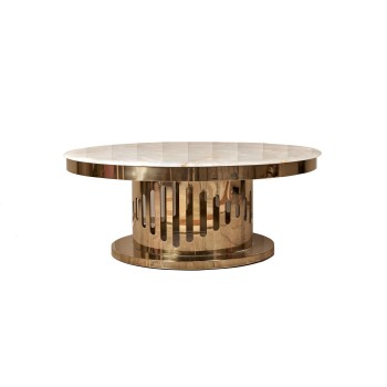 Giorgio Collection Round Coffee Table with Natural Marble