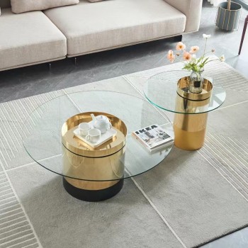 Gallotti&Radice Coffee Table Set Crafted from Tempered