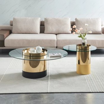 Gallotti&Radice Coffee Table Set Crafted from Tempered