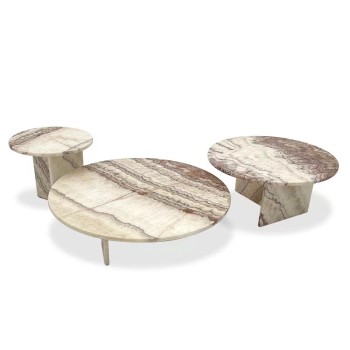 Baxter Coffee Table Set with Natural Marble Pink Top