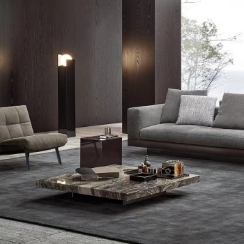 Minotti Square Coffee Table with Natural Marble Venetian
