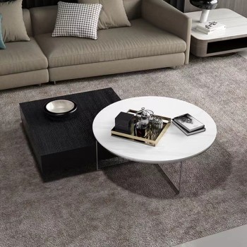 Minotti Marble Stainless Steel Coffee Table