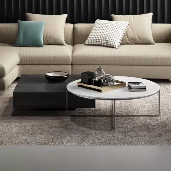 Minotti Marble Stainless Steel Coffee Table