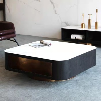 Minotti Natural Marble Jazz White Top Round Coffee Table