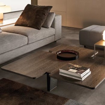 Minotti Brand Quality Square Table Made with Smoked Wood