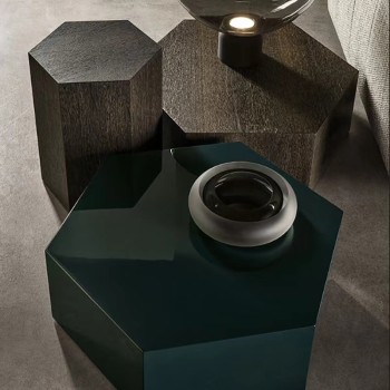 Minotti Coffee Table Set Smoked Wood Grain Solid Wood Legs