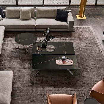 Poliform Round Coffee Table with Natural Marble Top