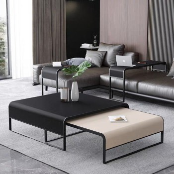 Chanel Brand Coffee Table Set Solid Wood Legs and Smoked