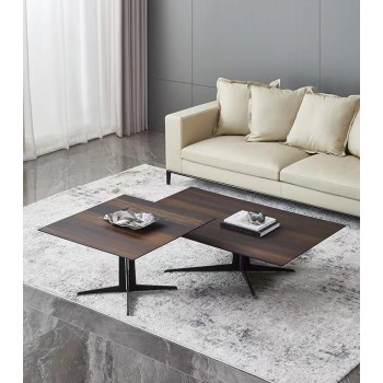 Flexform Round Coffee Table in Smoked Wood Gra