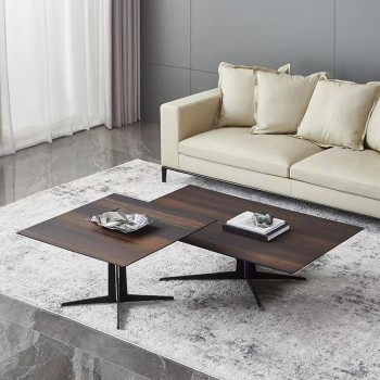 Flexform Round Coffee Table in Smoked Wood Gra
