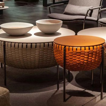Poltrona Frau Round Coffee Table with Bycast Leather
