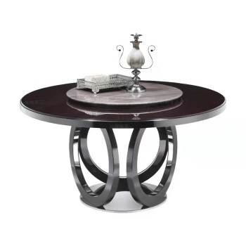 FENDI Natural Marble & Stainless Steel Round Dining Table