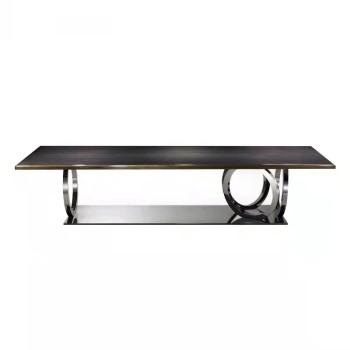 FENDI Natural Marble & Stainless Steel Round Dining Table