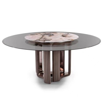 Visionnaire Round Dining Table with Natural Marble