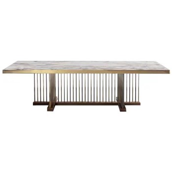 LONGHI Rectangle Dining Table in White Natural Marble