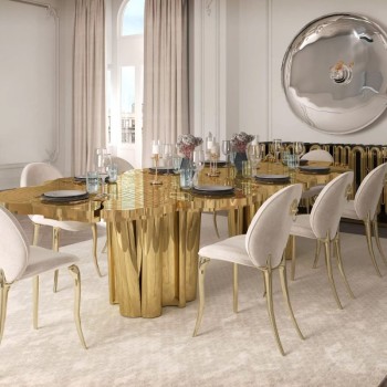 Boca Do Lobo Rectangle Dining Table in Stainless Steel