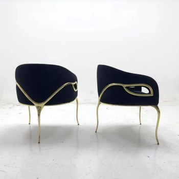 KOKET Armchair in Brass Frame & Fabric