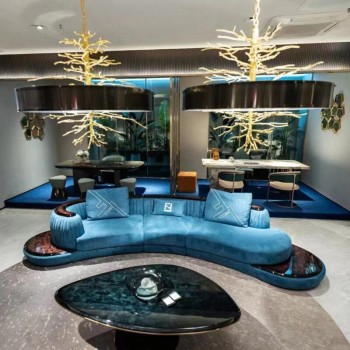 FENDI Design with Nubuck Fabric Curved Sofa