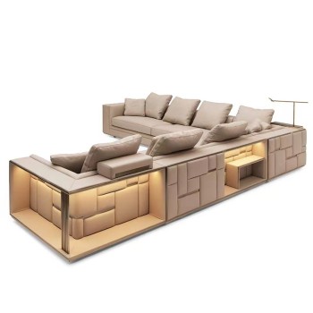 Visionnaire Luxurious Nubuck Fabric Corner Sofa with High
