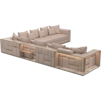 Visionnaire Luxurious Nubuck Fabric Corner Sofa with High