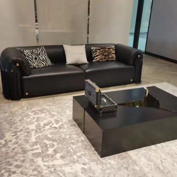 Roberto Cavalli Top Grain Cow Leather Living Room Sofa