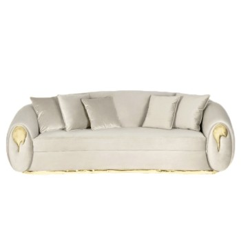 Boca Do Lobo Brass and Nubuck Fabric Sofa