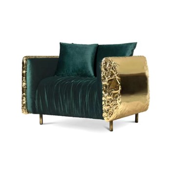 Boca Do Lobo Stainless Steel & Nubuck Fabirc Sofa Three